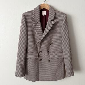 Favorite Daughter the Phoebe Blazer Women's Size Large Maroon Houndstooth